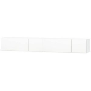 Helloshop26 - Meuble télé buffet tv télévision design pratique 2 pcs aggloméré 12 cm blanc brillant - Blanc - Publicité