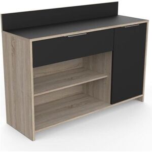 Demeyere - Buffet de cuisine - Décor chene brut et noir - Contemporain - 1 porte - mike - l 123 cm - Publicité