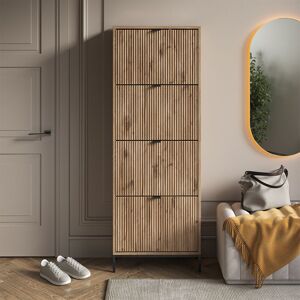 Benne À Chaussures Eliza, Chêne Viking, 60x168cm Avec 4 Tiroirs Pliants, Vicco - Publicité Benne À Chaussures Eliza, Chêne Viking, 60x168cm Avec 4 Tiroirs Pliants, Vicco - Publicité