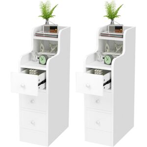 SIFREE Pack De 2 Table De Chevet Multifonction Avec Tiroir - Table D'Appoint Étroite En Mdf Blanc Pour Salon/chambre - Meuble De Rangement Compact 20x35x70 Cm (idéal Petits Espaces/entrée) - Publicité SIFREE Pack De 2 Table De Chevet Multifonction Avec Tiroir - Table D'Appoint Étroite En Mdf Blanc Pour Salon/chambre - Meuble De Rangement Compact 20x35x70 Cm (idéal Petits Espaces/entrée) - Publicité
