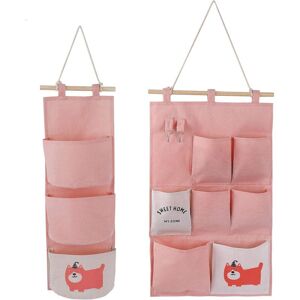 DPZO Sac De Rangement Mural 2 Styles Tissu Lin Organisateur Avec Petites Poches Pour Maison Bureau,(rose) - Publicité DPZO Sac De Rangement Mural 2 Styles Tissu Lin Organisateur Avec Petites Poches Pour Maison Bureau,(rose) - Publicité