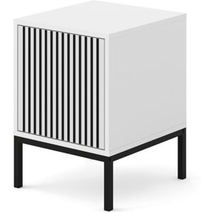 AC-DECO Table De Chevet Ravenna F 41x40 Cm Conteneur Blanc Mat / Fraisage Noir - Publicité AC-DECO Table De Chevet Ravenna F 41x40 Cm Conteneur Blanc Mat / Fraisage Noir - Publicité