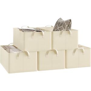 Lot De 5 Boîtes De Rangement Woltu, En Tissu, Cube De Rangement Sans Couvercle, Avec Poignée, Crème, 47x28x20 Cm - Publicité Lot De 5 Boîtes De Rangement Woltu, En Tissu, Cube De Rangement Sans Couvercle, Avec Poignée, Crème, 47x28x20 Cm - Publicité