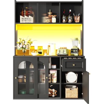 SANS MARQUE Buffet Haut 167 Cm Noir–portes Coulissantes En Verre –étagères Réglables –led Musicale (app) –anti-basculement - Publicité SANS MARQUE Buffet Haut 167 Cm Noir–portes Coulissantes En Verre –étagères Réglables –led Musicale (app) –anti-basculement - Publicité