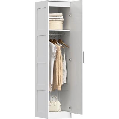 MIDUODUO Garde-robe Penderie Polyvalente Porte-linge Étagère Porte Fermeture Douce 40x52x180 Cm Blanc - Publicité MIDUODUO Garde-robe Penderie Polyvalente Porte-linge Étagère Porte Fermeture Douce 40x52x180 Cm Blanc - Publicité