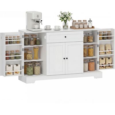 OEM Buffet Cuisine. Meuble De Rangement Avec Tiroir. 4 Portes À Fermeture Douce. Racks-porte Et Étagères Réglables. Blanc - Publicité OEM Buffet Cuisine. Meuble De Rangement Avec Tiroir. 4 Portes À Fermeture Douce. Racks-porte Et Étagères Réglables. Blanc - Publicité
