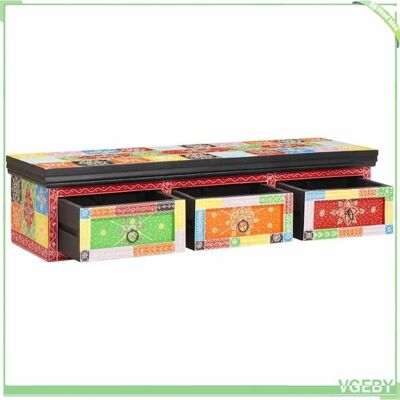 OEM Meuble Tv - Multicolore - Bois De Manguier Massif - 100 X 30 X 24 Cm - Rangement Avec Tiroirs - Publicité OEM Meuble Tv - Multicolore - Bois De Manguier Massif - 100 X 30 X 24 Cm - Rangement Avec Tiroirs - Publicité