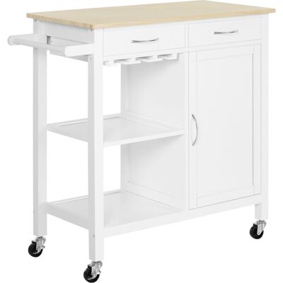 ARRIGONI Desserte De Cuisine Multi-rangements - Dim. 89l X 40l X 84h Cm - Poignées Métal Mdf Blanc Plateau Bois Pin - Publicité ARRIGONI Desserte De Cuisine Multi-rangements - Dim. 89l X 40l X 84h Cm - Poignées Métal Mdf Blanc Plateau Bois Pin - Publicité