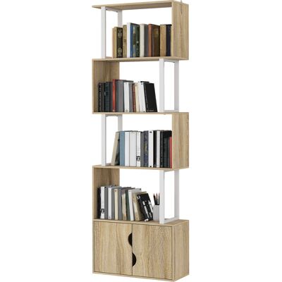 OEM Bibliothèque À 5 Niveaux, Meuble De Rangement Avec Étagères Et Placard Double Porte, 60 X 23,8 X 179,2 Cm, Bois Naturel - Publicité OEM Bibliothèque À 5 Niveaux, Meuble De Rangement Avec Étagères Et Placard Double Porte, 60 X 23,8 X 179,2 Cm, Bois Naturel - Publicité
