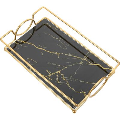 GRASSLIN Plateau De Salle De Bain Décoratif En Métal Doré Noir, Plateau De Rangement Compact Pour Cosmétiques Et Parfums, Organisateur De Coiffeuse Élégant Pour Salle De Bain Et Maquillage'-'- - Publicité GRASSLIN Plateau De Salle De Bain Décoratif En Métal Doré Noir, Plateau De Rangement Compact Pour Cosmétiques Et Parfums, Organisateur De Coiffeuse Élégant Pour Salle De Bain Et Maquillage'-'- - Publicité
