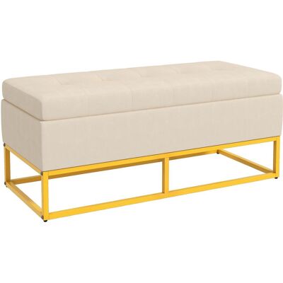 OEM Banc De Rangement, Capitonnage Décoratif, Aspect Flanelle, Pieds En Acier Doré, 110 X 47 X 46,5 Cm Avec Assise Confortable Et Rangement Intérieur Idéal Pour Salon, Chambre À Coucher Ou Bureau - Publicité OEM Banc De Rangement, Capitonnage Décoratif, Aspect Flanelle, Pieds En Acier Doré, 110 X 47 X 46,5 Cm Avec Assise Confortable Et Rangement Intérieur Idéal Pour Salon, Chambre À Coucher Ou Bureau - Publicité