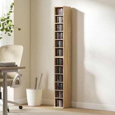 OEM Homcom Lot De 2 Étagères Colonnes De Rangement Cd-dvd - 12 Compartiments, Capacité 204 Cd, 21x22,5x88,5cm, Chêne - Publicité OEM Homcom Lot De 2 Étagères Colonnes De Rangement Cd-dvd - 12 Compartiments, Capacité 204 Cd, 21x22,5x88,5cm, Chêne - Publicité