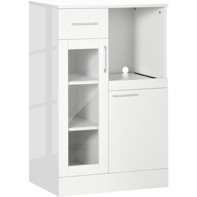 ARRIGONI Buffet Moderne Avec Placards Et Tiroir En Bois Et Verre 60x40x95 Cm Blanc - Publicité ARRIGONI Buffet Moderne Avec Placards Et Tiroir En Bois Et Verre 60x40x95 Cm Blanc - Publicité