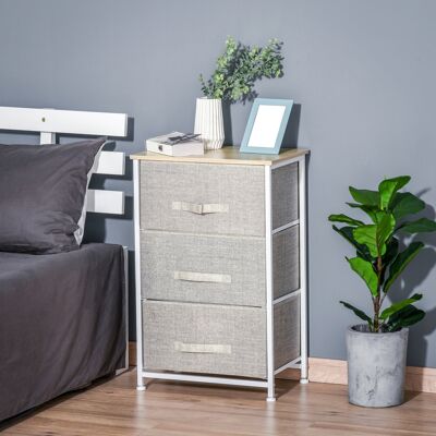 OEM Commode À 3 Tiroirs En Tissu, Structure En Acier, Coiffeuse Pour Salon, Bureau, Dressing, Grise - Publicité OEM Commode À 3 Tiroirs En Tissu, Structure En Acier, Coiffeuse Pour Salon, Bureau, Dressing, Grise - Publicité