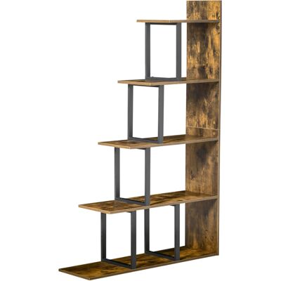 OEM Étagère Bibliothèque Séparateur De Pièce Style Industriel En Escalier 5 Étagères 102 X 30 X 160 Cm Coloris Brun Rustique - Publicité OEM Étagère Bibliothèque Séparateur De Pièce Style Industriel En Escalier 5 Étagères 102 X 30 X 160 Cm Coloris Brun Rustique - Publicité