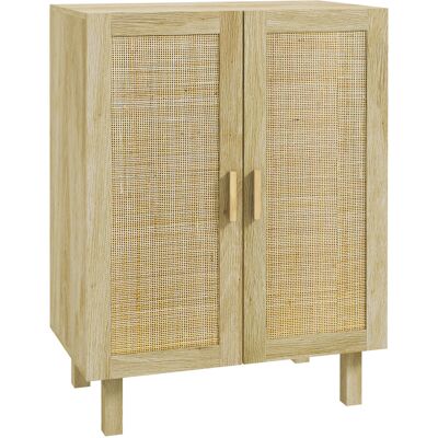 TORMATOR Buffet Haut Meuble De Rangement Design Bohème Double Portes Avec 3 Étagères En Cannage - 73 X 41 X 102 Cm - Publicité TORMATOR Buffet Haut Meuble De Rangement Design Bohème Double Portes Avec 3 Étagères En Cannage - 73 X 41 X 102 Cm - Publicité