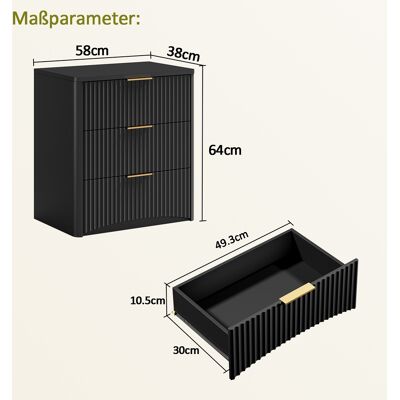 MIDUODUO Table De Chevet Classique 3 Tiroirs Spacieux Motif Rainuré Poignées Métalliques Glissières Silencieuses Base Solide Noir. Publicité MIDUODUO Table De Chevet Classique 3 Tiroirs Spacieux Motif Rainuré Poignées Métalliques Glissières Silencieuses Base Solide Noir. Publicité