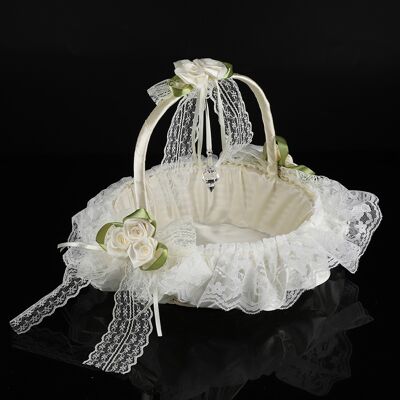 MCKENSA Panier Romantique En Dentelle Pour Demoiselle D'Honneur, Paniers De Mariée En Satin De Bambou Avec Nœud Papillon Pour La Décoration De La Fête De Mariage - Publicité MCKENSA Panier Romantique En Dentelle Pour Demoiselle D'Honneur, Paniers De Mariée En Satin De Bambou Avec Nœud Papillon Pour La Décoration De La Fête De Mariage - Publicité