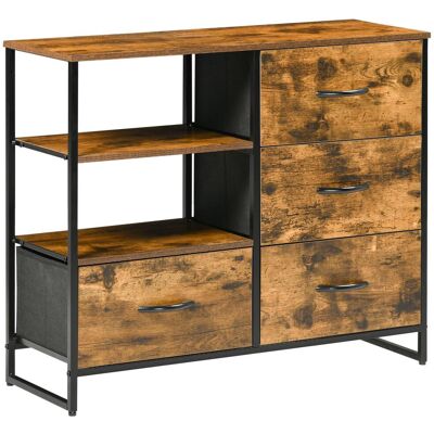OEM Commode De Salon À 4 Tiroirs En Tissu, Pliable Et 2 Étagères, Style Industriel, 84 X 30 X 71,5 Cm, Marron Rustique - Publicité OEM Commode De Salon À 4 Tiroirs En Tissu, Pliable Et 2 Étagères, Style Industriel, 84 X 30 X 71,5 Cm, Marron Rustique - Publicité