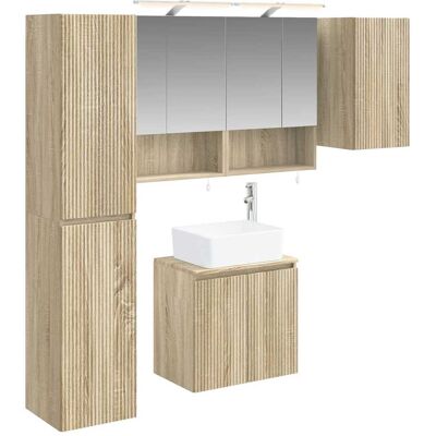 Ensemble D'Armoire De Salle De Bain 5 Pcs Chêne Sonoma Vidaxl - Publicité Ensemble D'Armoire De Salle De Bain 5 Pcs Chêne Sonoma Vidaxl - Publicité