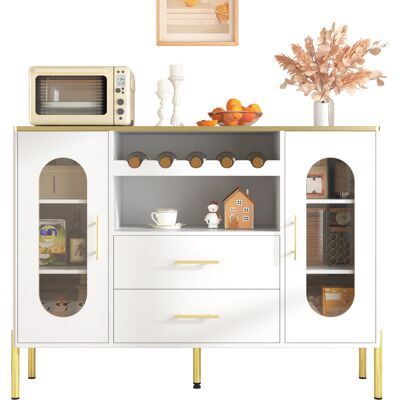 ACKERMAN Buffet Blanc, Façades Vitrées Et Casier À Vin – Buffet Pour Salle À Manger Et Salon – Pieds Réglables – Nombreux Rangements Et Design Moderne - Publicité ACKERMAN Buffet Blanc, Façades Vitrées Et Casier À Vin – Buffet Pour Salle À Manger Et Salon – Pieds Réglables – Nombreux Rangements Et Design Moderne - Publicité