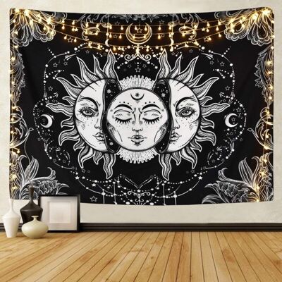 OEM Tapisserie Psychédélique Soleil Et Lune Tapisserie Noir Et Blanc Chambre Studio Décor (noir, 148 X 200 Cm) - Publicité OEM Tapisserie Psychédélique Soleil Et Lune Tapisserie Noir Et Blanc Chambre Studio Décor (noir, 148 X 200 Cm) - Publicité