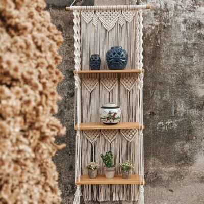 ABYSSE Rideau De Portedécor De Jardinière Pour La Maison, Étagère Murale Suspendue En Coton Et Macramé Faite À La Main-44x140cm- - Publicité ABYSSE Rideau De Portedécor De Jardinière Pour La Maison, Étagère Murale Suspendue En Coton Et Macramé Faite À La Main-44x140cm- - Publicité