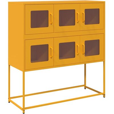 Maison La Vie - Buffet Salon Moderne - Meuble De Rangement - Jaune Moutarde 100,5x39x107 Cm Acier Laminé À Froid Bu4651 - Publicité Maison La Vie - Buffet Salon Moderne - Meuble De Rangement - Jaune Moutarde 100,5x39x107 Cm Acier Laminé À Froid Bu4651 - Publicité