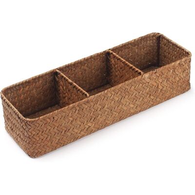 Apex Boîte De Rangement Rectangulaire En Algues Tressées, À 3 Compartiments, Idéale Pour Ranger Jouets, En-cas Et Papier Toilette. Publicité Apex Boîte De Rangement Rectangulaire En Algues Tressées, À 3 Compartiments, Idéale Pour Ranger Jouets, En-cas Et Papier Toilette. Publicité