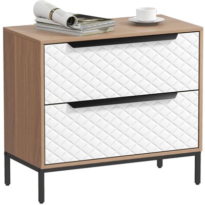 OEM Commode À 2 Tiroirs En Tissu, Façades À Motif Losanges, Idéale Pour Le Salon, Le Bureau Ou Le Dressing, Coloris Naturel Et Blanc. Publicité OEM Commode À 2 Tiroirs En Tissu, Façades À Motif Losanges, Idéale Pour Le Salon, Le Bureau Ou Le Dressing, Coloris Naturel Et Blanc. Publicité
