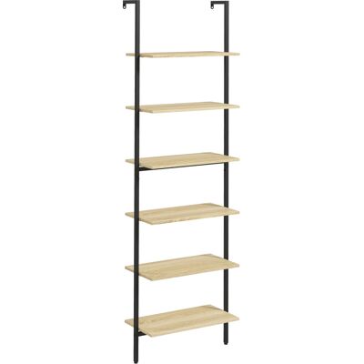 OEM Étagère Échelle Mural Bibliothèque Style Industriel 6 Étagères Acier Noir Aspect Bois Naturel 60l X 30l X 206h Cm - Publicité OEM Étagère Échelle Mural Bibliothèque Style Industriel 6 Étagères Acier Noir Aspect Bois Naturel 60l X 30l X 206h Cm - Publicité