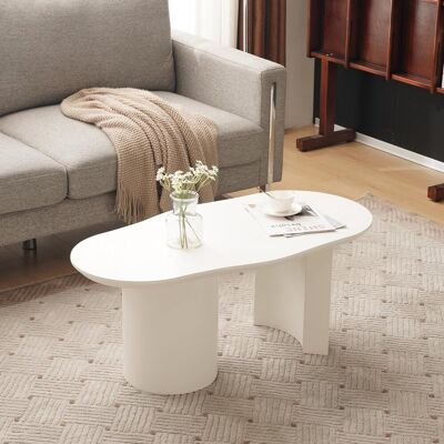 Acavallo Table Basse - Table Basse Design Irrégulière En Mdf Laqué Haut Brillant, Style Moderne Pour Salon, Blanc, 100x(40-50) X40,5 Cm - Publicité Acavallo Table Basse - Table Basse Design Irrégulière En Mdf Laqué Haut Brillant, Style Moderne Pour Salon, Blanc, 100x(40-50) X40,5 Cm - Publicité