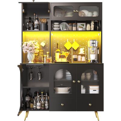 CAPSKA Caizibuffet Moderne Avec Éclairage Led, Meuble Haut De Cuisine Avec Ports Usb Et Prises, Armoire Haute Pour Cuisine Et Salon, Meuble De Rangement Avec Panneau Perforé, Tiroir Et Étagères En Verre, Noi - Publicité CAPSKA Caizibuffet Moderne Avec Éclairage Led, Meuble Haut De Cuisine Avec Ports Usb Et Prises, Armoire Haute Pour Cuisine Et Salon, Meuble De Rangement Avec Panneau Perforé, Tiroir Et Étagères En Verre, Noi - Publicité