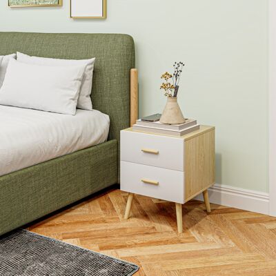 OEM Table De Chevet Table De Nuit, 2 Tiroirs Style Moderne Pour Chambre/salon, 40x40x50cm, Chêne - Publicité OEM Table De Chevet Table De Nuit, 2 Tiroirs Style Moderne Pour Chambre/salon, 40x40x50cm, Chêne - Publicité