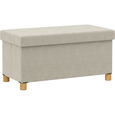 DEVOKO Banc Coffre Pliant 67l Couvercle Rembourré Housse Velours Rangement Petit Espace, 76x38x38cm, Blanc Crème - Publicité DEVOKO Banc Coffre Pliant 67l Couvercle Rembourré Housse Velours Rangement Petit Espace, 76x38x38cm, Blanc Crème - Publicité