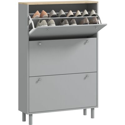 OEM Meuble À Chaussures 24 Paires Avec 3 Tiroirs Rabattables Et Étagères Réglables 80x23 5x121cm Gris - Publicité OEM Meuble À Chaussures 24 Paires Avec 3 Tiroirs Rabattables Et Étagères Réglables 80x23 5x121cm Gris - Publicité