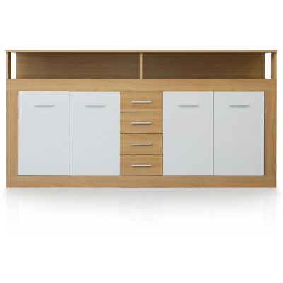 MENZZO Buffet Contemporain L190cm 4 Portes Er 4 Tiroirs Lunata Bois Sonoma Et Blanc - Publicité MENZZO Buffet Contemporain L190cm 4 Portes Er 4 Tiroirs Lunata Bois Sonoma Et Blanc - Publicité