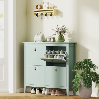 OEM Armoire À Chaussures 20 Paires 4 Tiroirs Rabattables + Étagères Amovibles/réglables Vert - Publicité OEM Armoire À Chaussures 20 Paires 4 Tiroirs Rabattables + Étagères Amovibles/réglables Vert - Publicité