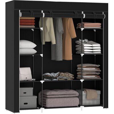OEM Armoire De Rangement Penderie En Tissu Pliable Avec Barre De Suspension Et Étagères. 150 X 43 X 162.5 Cm. Noir - Publicité OEM Armoire De Rangement Penderie En Tissu Pliable Avec Barre De Suspension Et Étagères. 150 X 43 X 162.5 Cm. Noir - Publicité