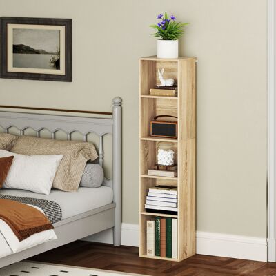OEM Homcom Bibliothèque Étagère De Rangement À 5 Niveaux - Étagères Réglables, 30x24x133,5cm, Naturel - Publicité OEM Homcom Bibliothèque Étagère De Rangement À 5 Niveaux - Étagères Réglables, 30x24x133,5cm, Naturel - Publicité