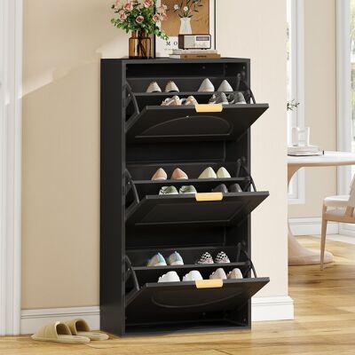 FENCHILIN Meuble À Chaussures Étroit À 3 Portes, Armoire À Chaussures, Meuble À Chaussures Pour Le Couloir Ou Le Salon, Noir, Dimensions : 60 X 24 X 114 Cm - Publicité FENCHILIN Meuble À Chaussures Étroit À 3 Portes, Armoire À Chaussures, Meuble À Chaussures Pour Le Couloir Ou Le Salon, Noir, Dimensions : 60 X 24 X 114 Cm - Publicité