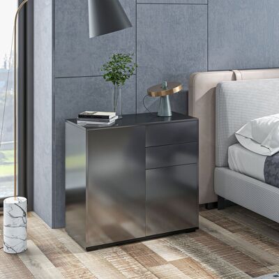 OEM Commode Buffet Meuble De Rangement 2 Tiroirs 2 Portes Avec Étagère 79 X 36 X 74 Cm Noir Brillant - Publicité OEM Commode Buffet Meuble De Rangement 2 Tiroirs 2 Portes Avec Étagère 79 X 36 X 74 Cm Noir Brillant - Publicité