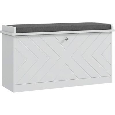 ARRIGONI Banc A Chaussures Gain De Place Avec Coussin Et Tiroir Basculant 80x26x44.5 Cm Blanc - Publicité ARRIGONI Banc A Chaussures Gain De Place Avec Coussin Et Tiroir Basculant 80x26x44.5 Cm Blanc - Publicité
