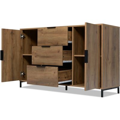 SANS MARQUE Commode Buffet 6 Tiroirs Chêne Foncé 120x40x76cm, Meuble Bas Rangement Chambre Salon - Publicité SANS MARQUE Commode Buffet 6 Tiroirs Chêne Foncé 120x40x76cm, Meuble Bas Rangement Chambre Salon - Publicité