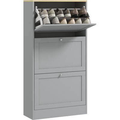 OEM Meuble À Chaussures 18 Paires, Armoire À Chaussures Avec 3 Tiroirs Rabattables, Étagères Réglables, 60x23,5x115cm, Gris - Publicité OEM Meuble À Chaussures 18 Paires, Armoire À Chaussures Avec 3 Tiroirs Rabattables, Étagères Réglables, 60x23,5x115cm, Gris - Publicité