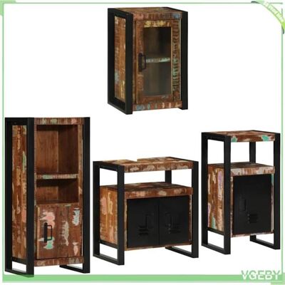 OEM Ensemble De Mobilier De Salle De Bain - 4 Pcs (faf7291712428258) - Bois Récupéré Massif - Design Mural Gain De Place - 5 Portes - Publicité OEM Ensemble De Mobilier De Salle De Bain - 4 Pcs (faf7291712428258) - Bois Récupéré Massif - Design Mural Gain De Place - 5 Portes - Publicité