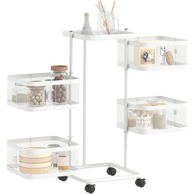 OEM Resserre 4 Paniers Rotatifs Sur Roues, Chariot À Légumes Et Fruits, Plateau, Étagère En Fil D'Acier, 33x33x77cm, Blanc - Publicité OEM Resserre 4 Paniers Rotatifs Sur Roues, Chariot À Légumes Et Fruits, Plateau, Étagère En Fil D'Acier, 33x33x77cm, Blanc - Publicité
