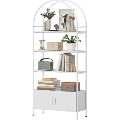 OEM Étagère De Rangement, Bibliothèque Arquée À 4 Niveaux Avec Placard Double Porte, 80 X 30 X 187 Cm, Blanc - Publicité OEM Étagère De Rangement, Bibliothèque Arquée À 4 Niveaux Avec Placard Double Porte, 80 X 30 X 187 Cm, Blanc - Publicité