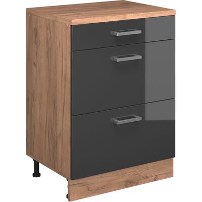 Commode D'Extension Rion, Anthracite Haute Brillance/chêne De Force Doré, 60x46cm Sans Pente Avec 3 Tiroirs, Vicco - Publicité Commode D'Extension Rion, Anthracite Haute Brillance/chêne De Force Doré, 60x46cm Sans Pente Avec 3 Tiroirs, Vicco - Publicité