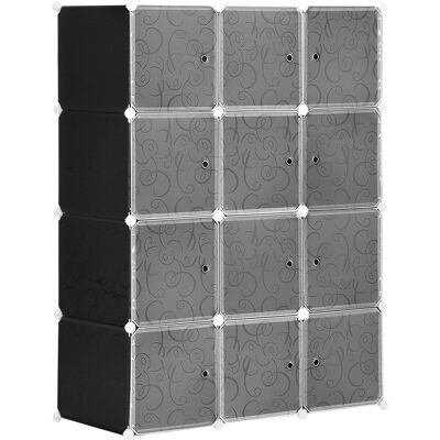 ACKERMAN Penderie Diy Système D'Étagères Étagère À Assembler Étagère À Cubes Penderie Avec Tringle À Vêtements, Pp, Noir + Blanc - Publicité ACKERMAN Penderie Diy Système D'Étagères Étagère À Assembler Étagère À Cubes Penderie Avec Tringle À Vêtements, Pp, Noir + Blanc - Publicité